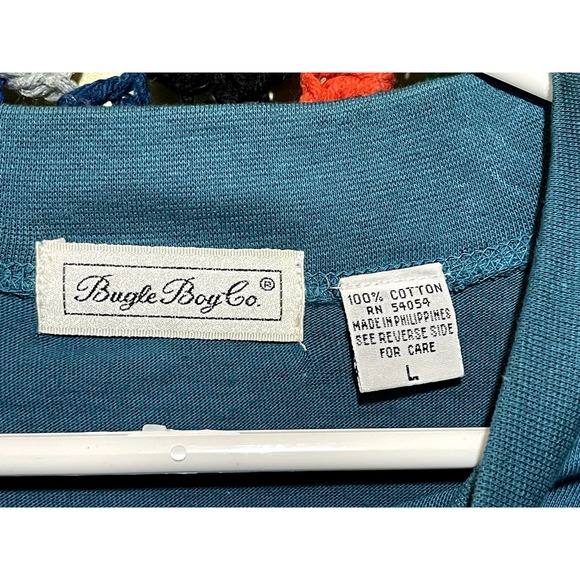 Vintage Bugle Boy Aqua Long Sleeve Tee Large - Picture 4 of 5